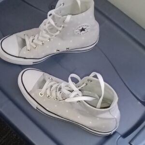 Converse White Polka Dot High-Top Sneakers